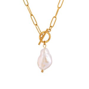 Luxury 18K Gold Plated Necklace with Irregular Baroque Pearl