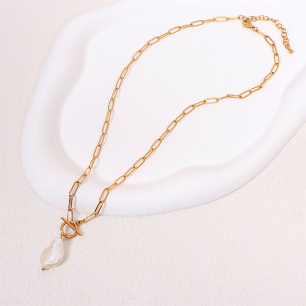 Luxury 18K Gold Plated Necklace with Irregular Baroque Pearl