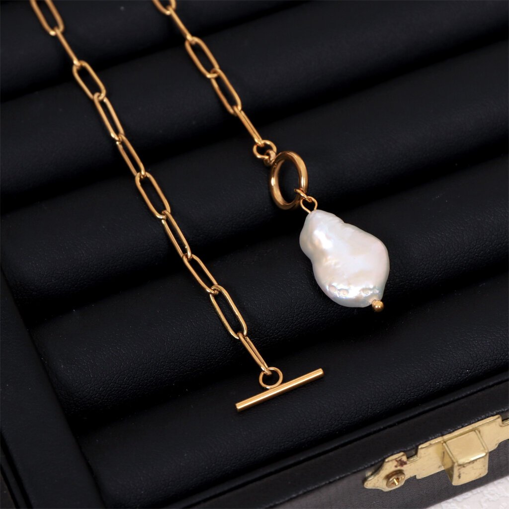 Luxury 18K Gold Plated Necklace with Irregular Baroque Pearl