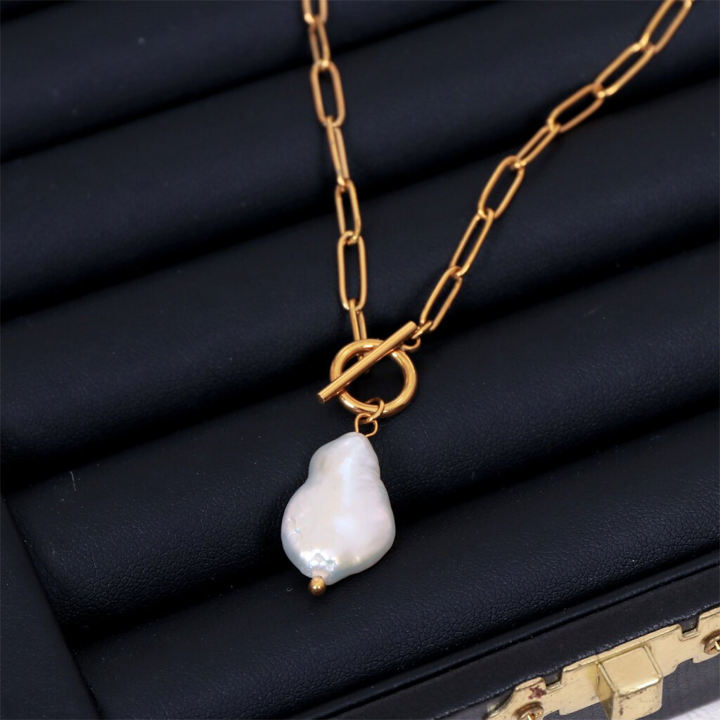Luxury 18K Gold Plated Necklace with Irregular Baroque Pearl