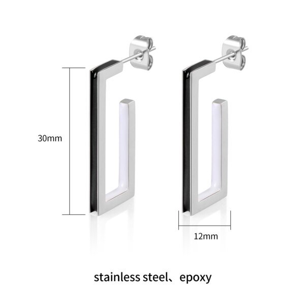 Modern Stainless Steel Enamel Geometric Rectangle Earrings