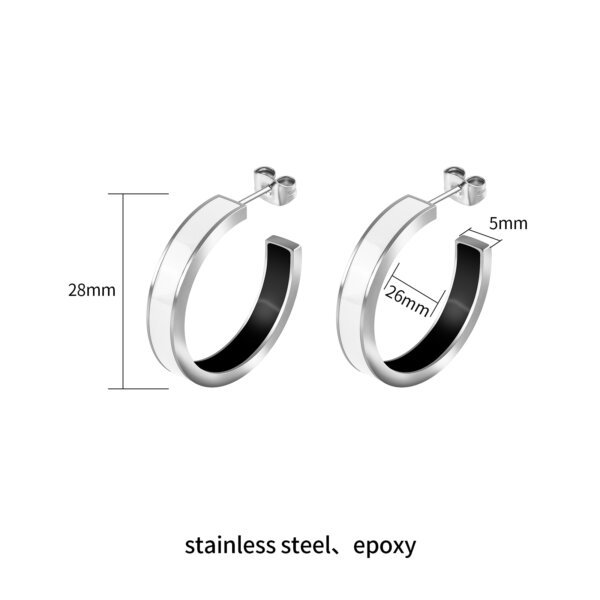 Stylish Enamel Stainless Steel Square Edge Hoop Earrings