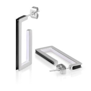 Modern Stainless Steel Enamel Geometric Rectangle Earrings
