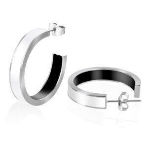 Stylish Enamel Stainless Steel Square Edge Hoop Earrings