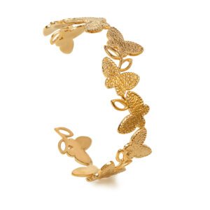 Nature Inspired Stainless Steel Gold Butterfly Bangle