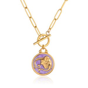 Virgo Zodiac Sign Necklace in 18k Gold Plated Stainless Steel
