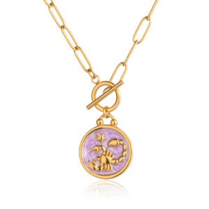 Scorpio Zodiac Sign Necklace in 18k Gold Plated Stainless Steel