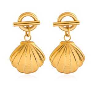 Elegant 18K Gold Plated Shell Earrings Beach Inspired Design