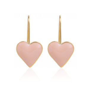 Enamel Heart Drop Earrings in 18K Gold Plated Stainless Steel